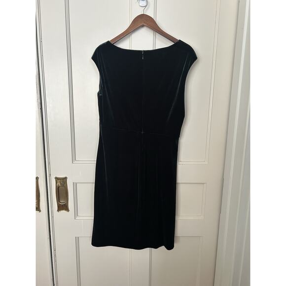Lauren Ralph Lauren Velvet Ruched Waist Sheath Dress Womens Size 16 Green NWT - Picture 3 of 9